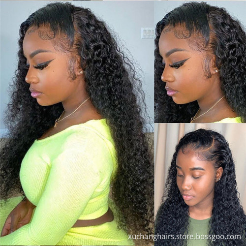 Wholesale wigs 100% human hair vendors burmese transparent hd frontal lace human hair wigs curly natural lace 36 inch wigs